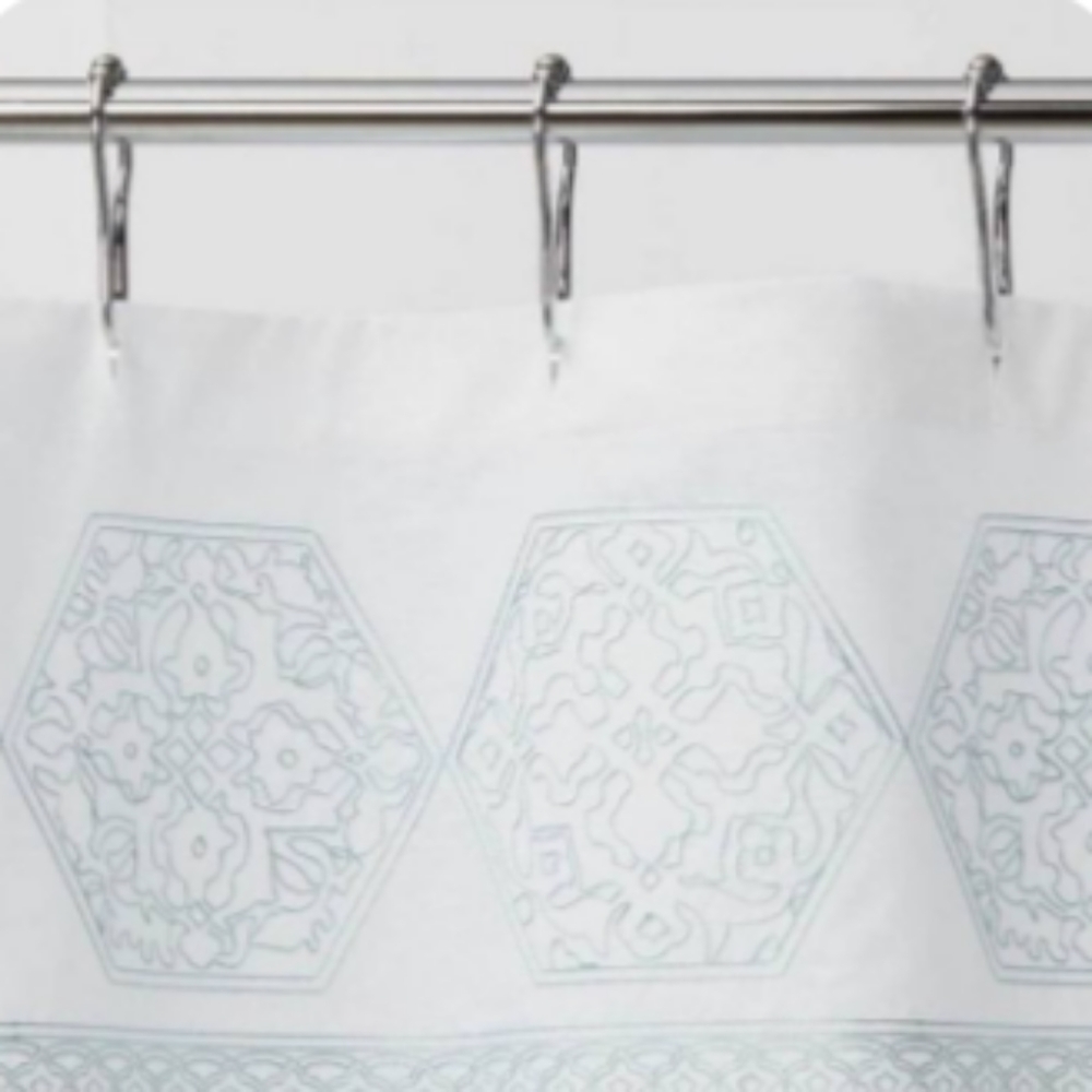 Threshold Shower curtain blue embroidery